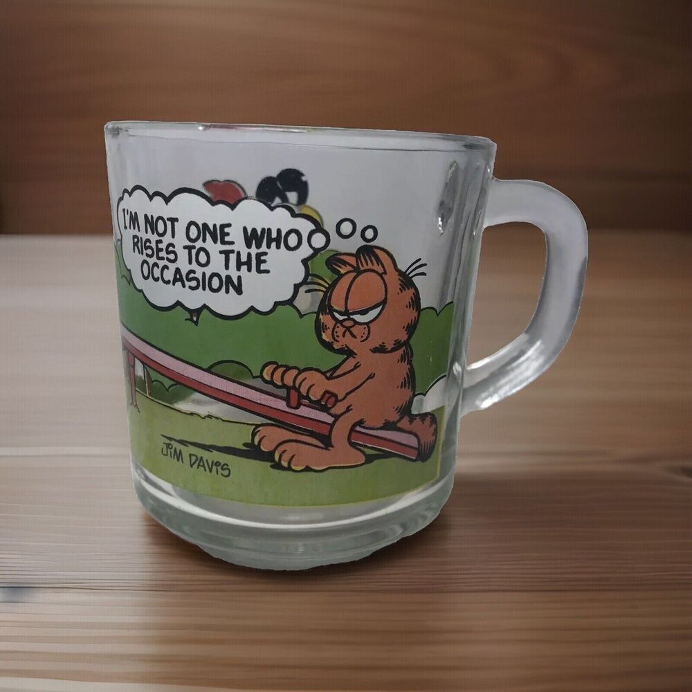 Garfield Odie McDonald's Glass Mug 1980 Vintage See Saw